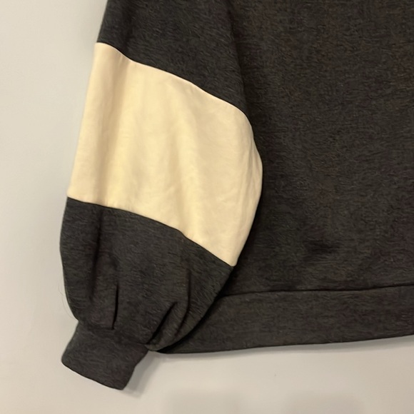 MSCH COPENHAGEN SMALL Sweatshirt Baggy Oversized Dk Gray White Colorblock - Picture 5 of 8